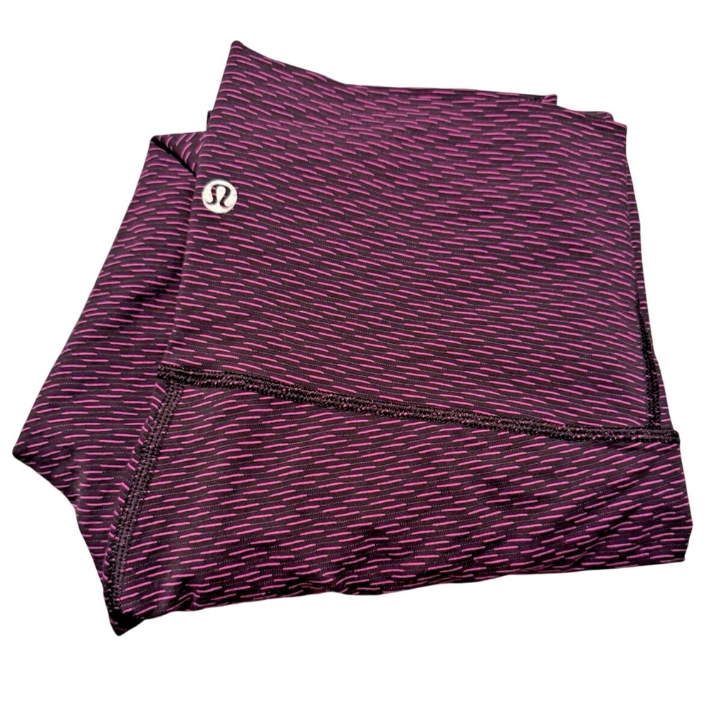 Lululemon Wunder Under Crop High Rise Legging Women 8 Jacquard Black Polar Pink